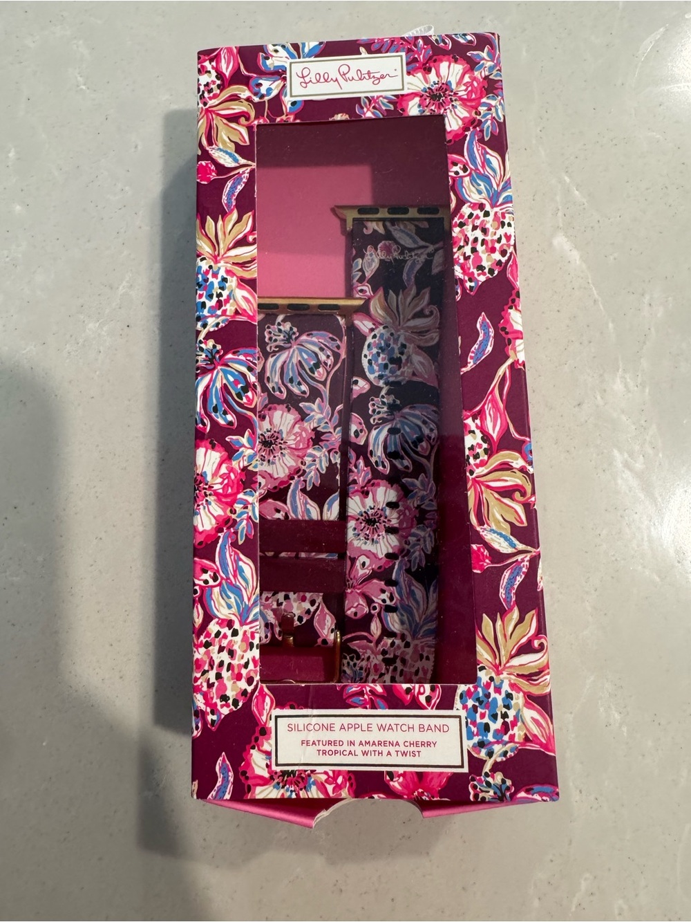 Lilly Pulitzer Tropical Floral Silicone Apple Watch Band in Pink and Berry